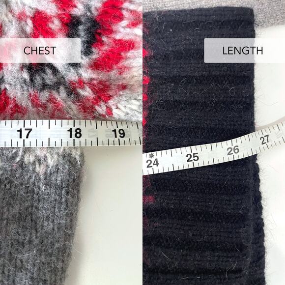 GREATPLAINS Lambswool Angora Fair Isle Snowflakes Cardigan in Multi Size L - Picture 15 of 15